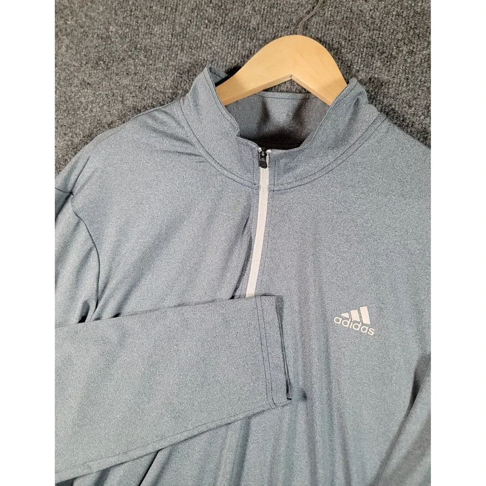 Adidas Shirt Mens XXL 1/4 Zip Performance Long Sleeve Active Workout Gray Golf